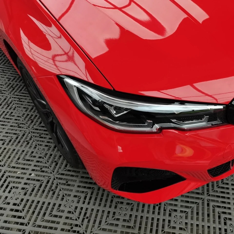 Ravoony Basic PET Glossy Crystal Ferrari Red Vinyl Car Wrap