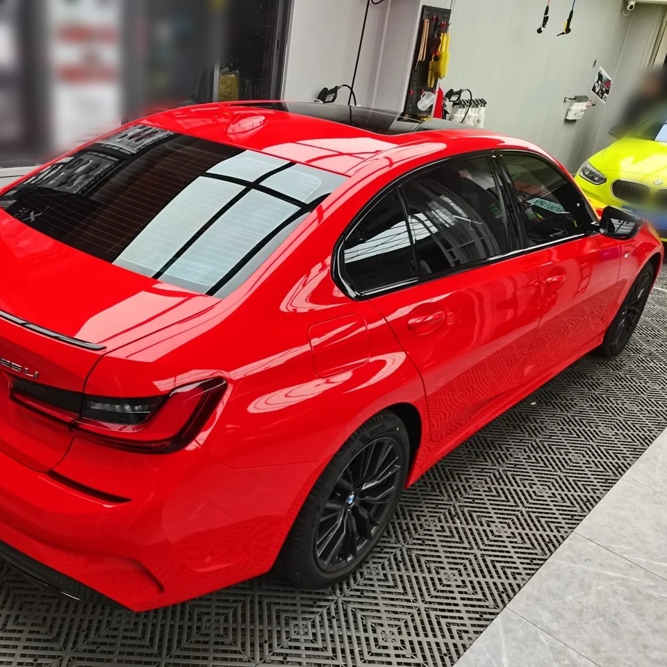 Ravoony Basic PET Glossy Crystal Ferrari Red Vinyl Car Wrap