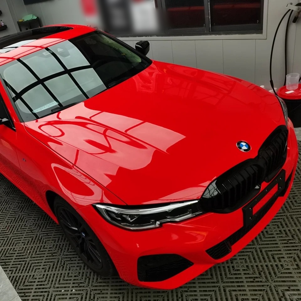 Ravoony Basic PET Glossy Crystal Ferrari Red Vinyl Car Wrap