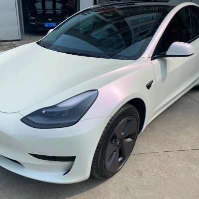 Ravoony Plus Pure Metallic White To Purple Vinyl Car Wrap 02