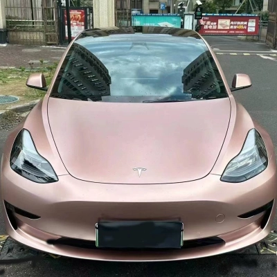 Ravoony Plus Pure Metallic Rose Gold Car Vinyl Wrap 02