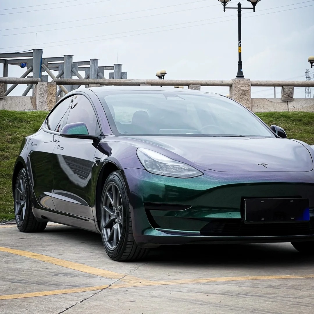 Ravoony Basic Glossy Diamond Purple Green Vinyl Car Wrap