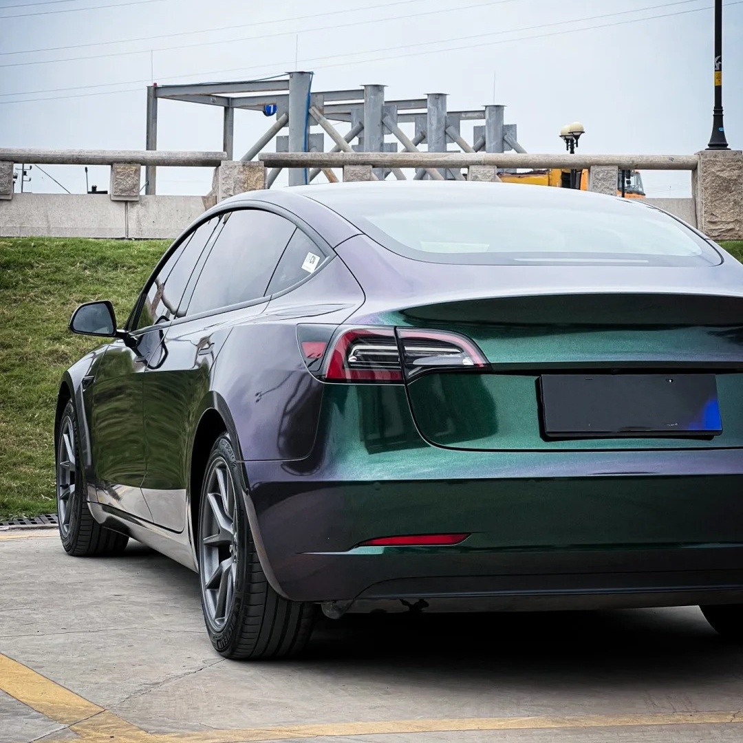 Ravoony Basic Glossy Diamond Purple Green Vinyl Car Wrap