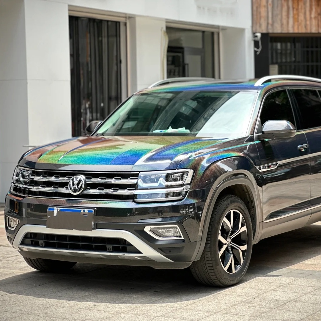 Ravoony Basic Glossy Laser Black Car Vinyl Wrap