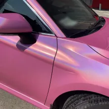 Glossy Laser Pink Car Vinyl Wrap Two