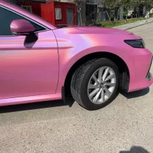 Glossy Laser Pink Car Vinyl Wrap Two