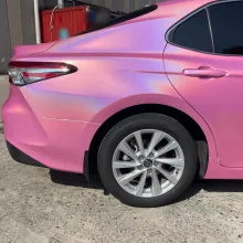 Glossy Laser Pink Car Vinyl Wrap Two