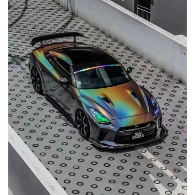 Ravoony Plus Glossy Rainbow Laser Grey Car Vinyl Wrap 02
