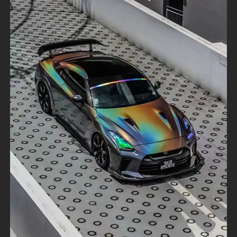Ravoony Plus Glossy Rainbow Laser Grey Car Vinyl Wrap