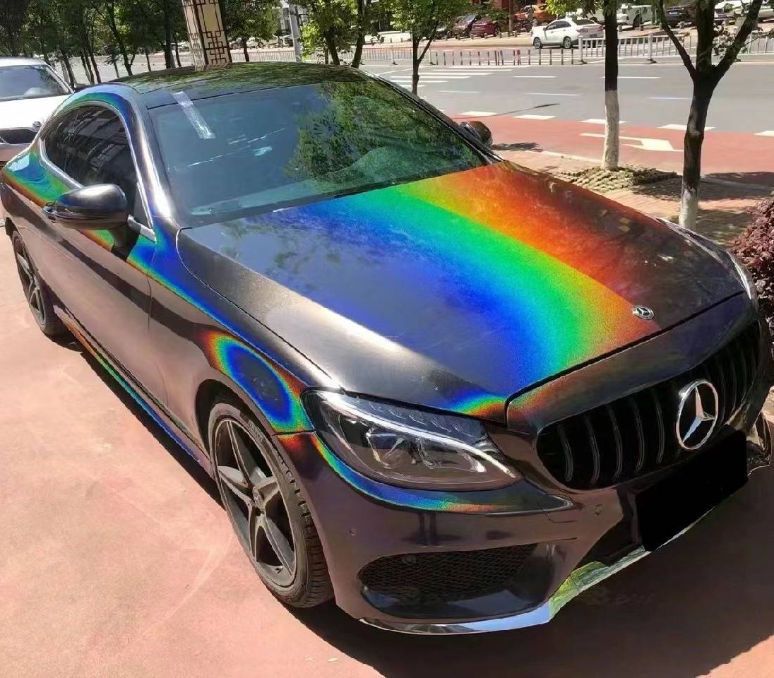 Ravoony Plus Glossy Rainbow Laser Grey Car Vinyl Wrap