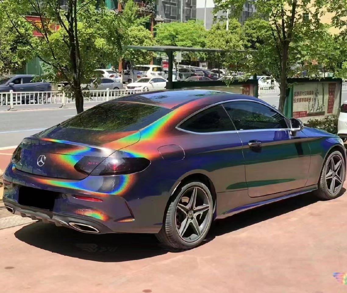 Ravoony Plus Glossy Rainbow Laser Grey Car Vinyl Wrap