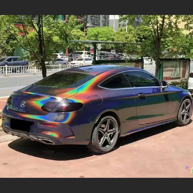 Ravoony Plus Glossy Rainbow Laser Grey Car Vinyl Wrap
