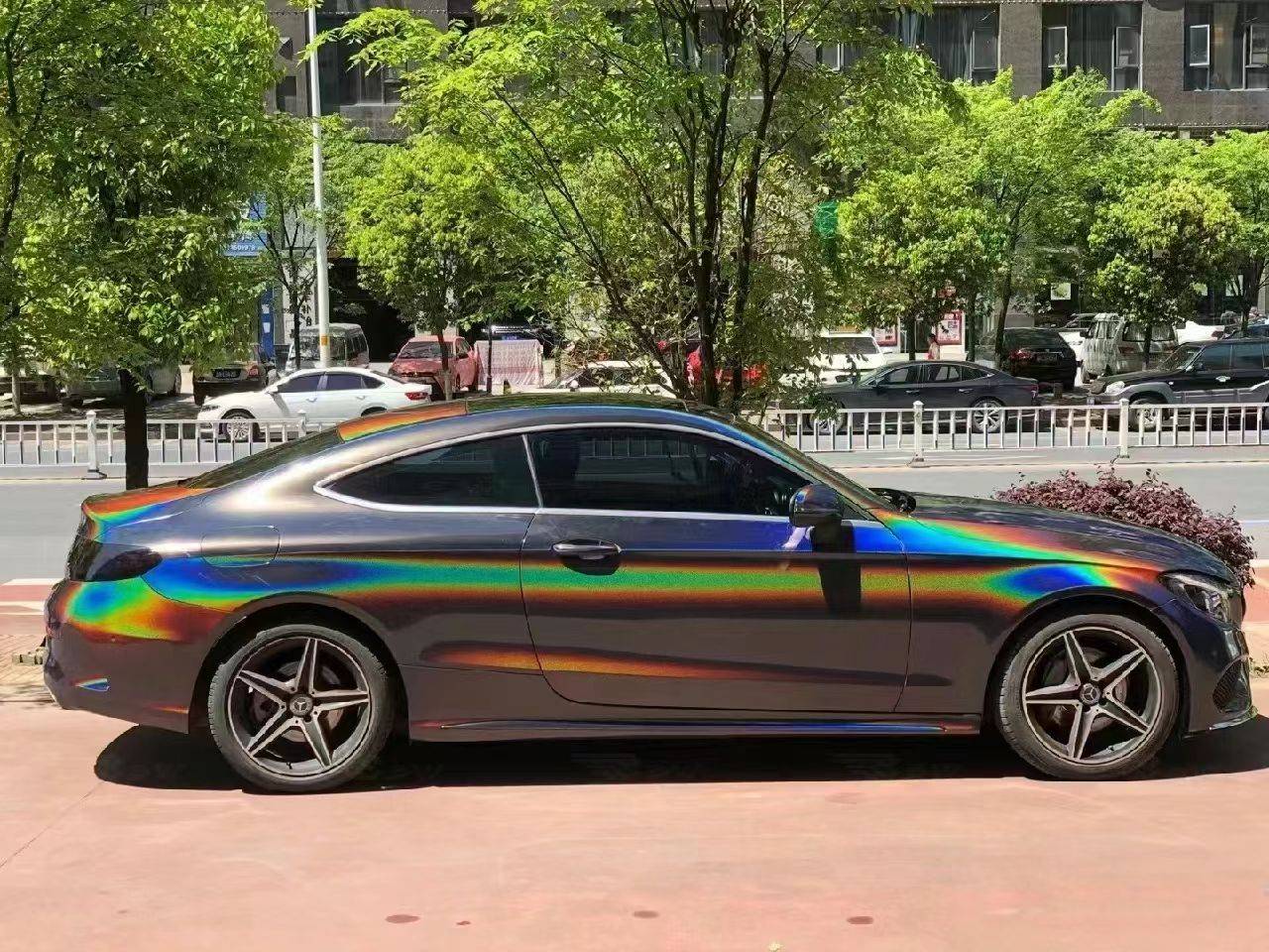 Ravoony Plus Glossy Rainbow Laser Grey Car Vinyl Wrap