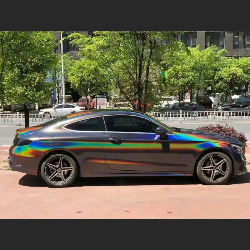 Ravoony Plus Glossy Rainbow Laser Grey Car Vinyl Wrap