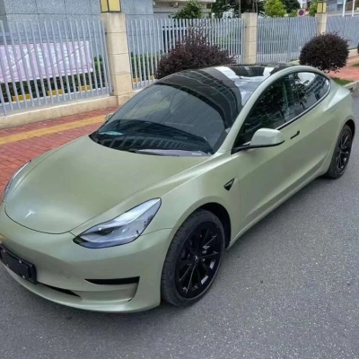 Ravoony Plus Ultra-Matte Ceramic Khaki Green Car Vinyl Wrap 02