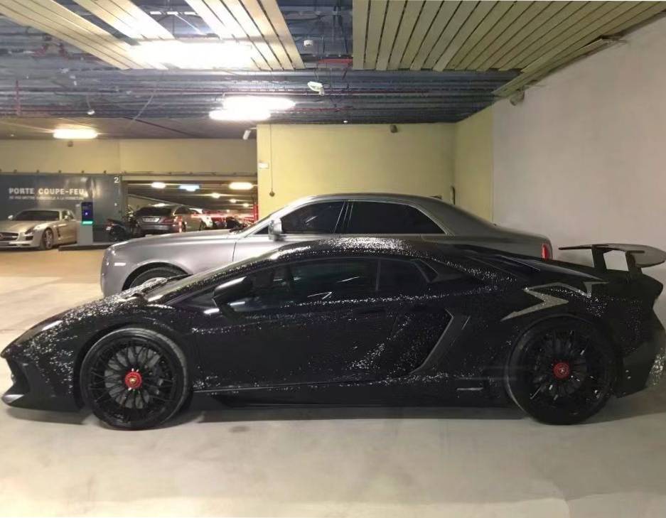 Ravoony Plus PET Super Glitter Black Car Vinyl Wrap