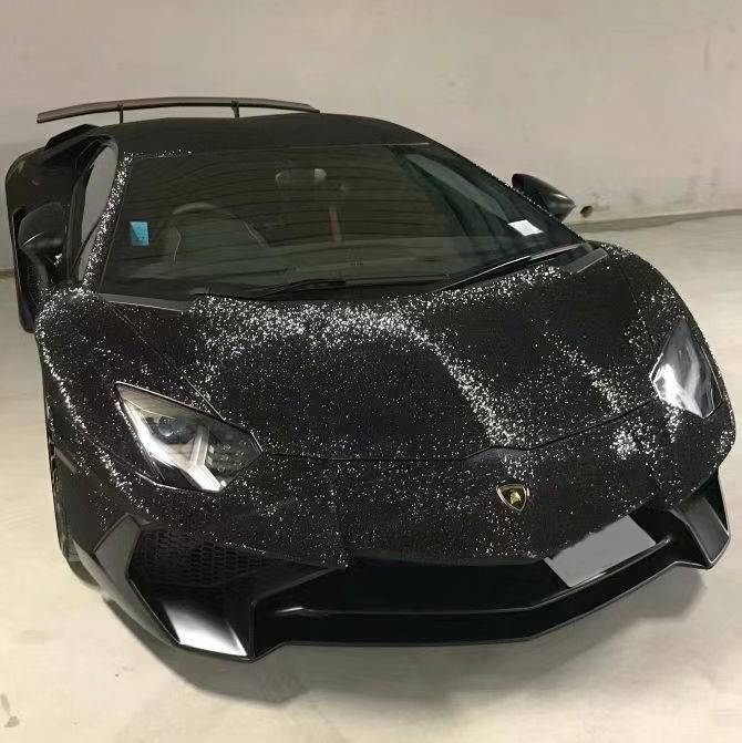 Ravoony Plus PET Super Glitter Black Car Vinyl Wrap