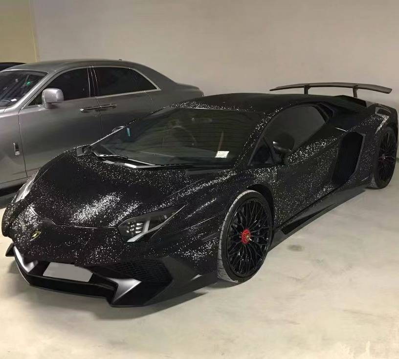 Ravoony Plus PET Super Glitter Black Car Vinyl Wrap