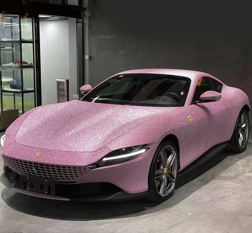 Super Glitter Pink Car Vinyl Wrap