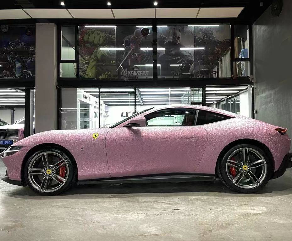 Super Glitter Pink Car Vinyl Wrap