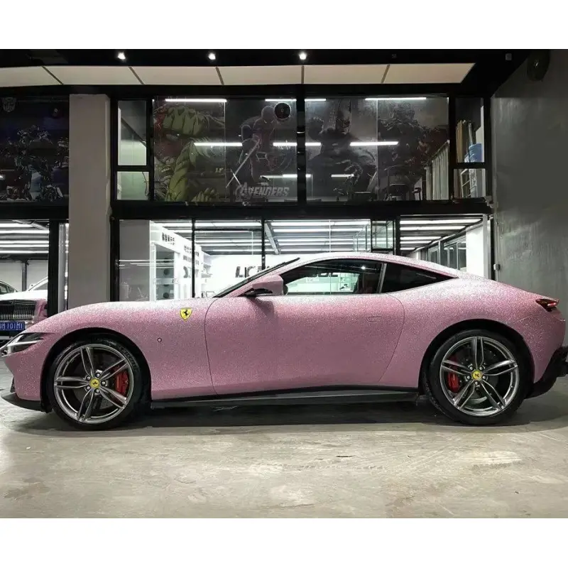 Super Glitter Pink Car Vinyl Wrap
