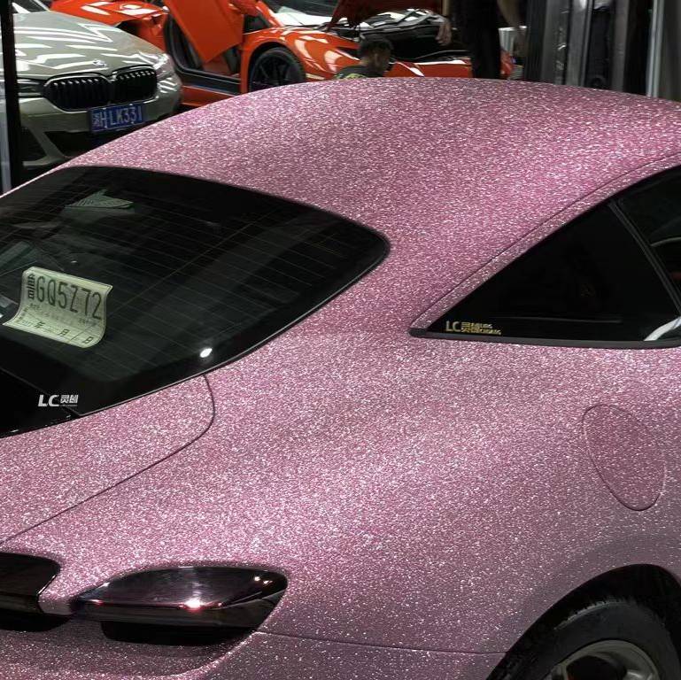 Super Glitter Pink Car Vinyl Wrap