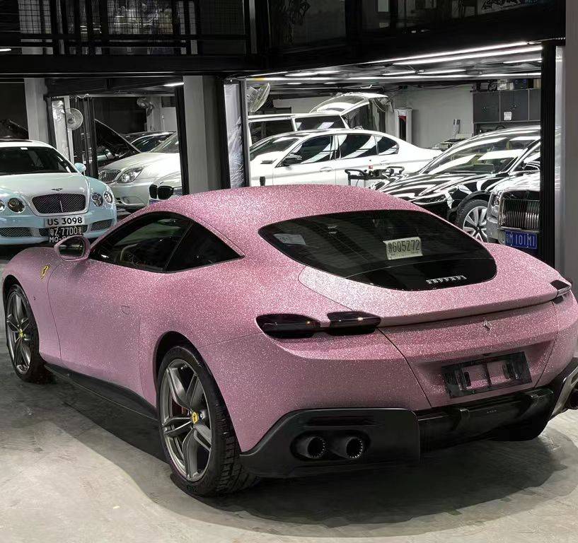 Super Glitter Pink Car Vinyl Wrap