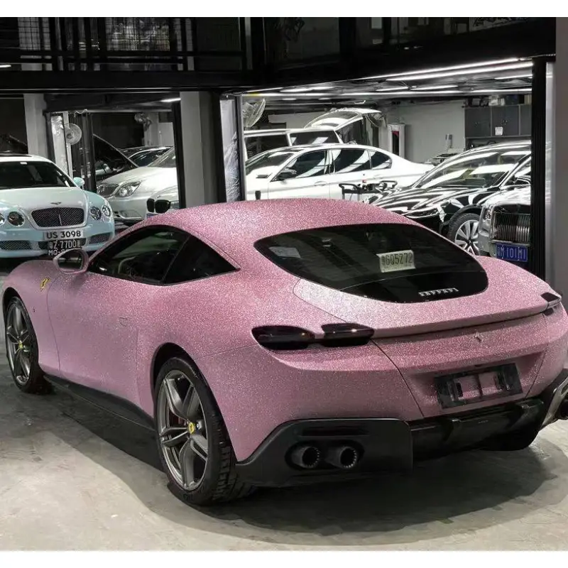 Super Glitter Pink Car Vinyl Wrap