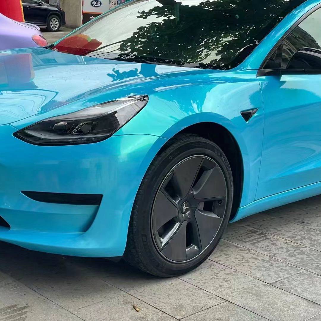 Ravoony Plus Glossy Gold Sky Blue Vinyl Car Wrap