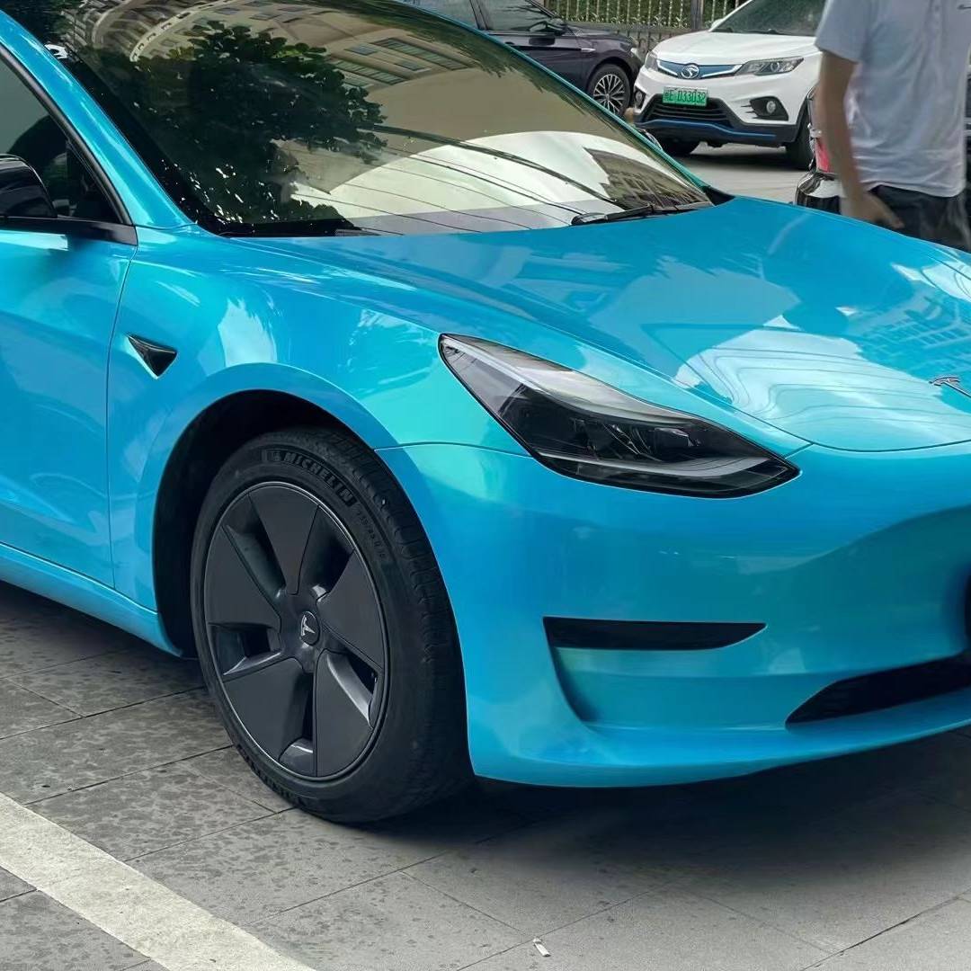 Ravoony Plus Glossy Gold Sky Blue Vinyl Car Wrap