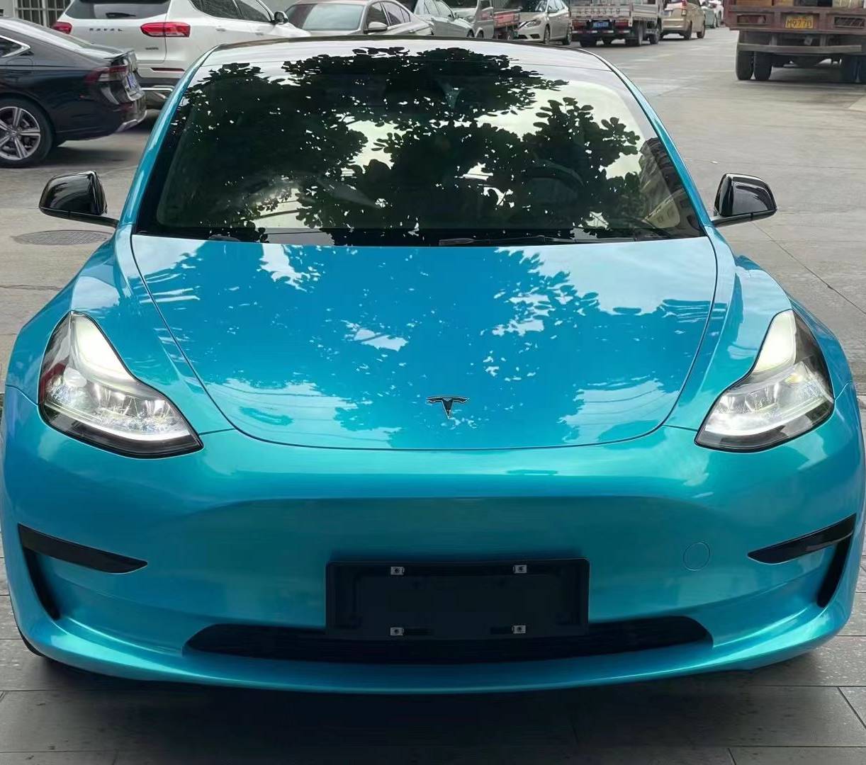 Ravoony Plus Glossy Gold Sky Blue Vinyl Car Wrap
