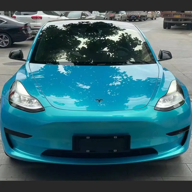 Ravoony Plus Glossy Gold Sky Blue Vinyl Car Wrap