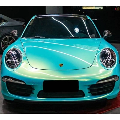 Ravoony Plus Glossy Magic Gold Blue Vinyl Car Wrap 02