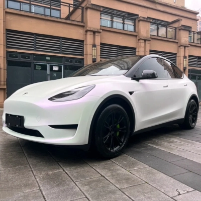 Ravoony Basic Pure Metallic White To Purple Vinyl Car Wrap 02