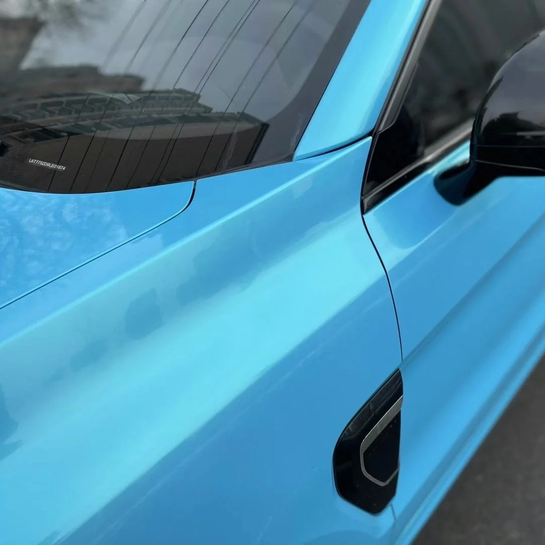 Ravoony Basic Glossy Gold Sky Blue Vinyl Car Wrap