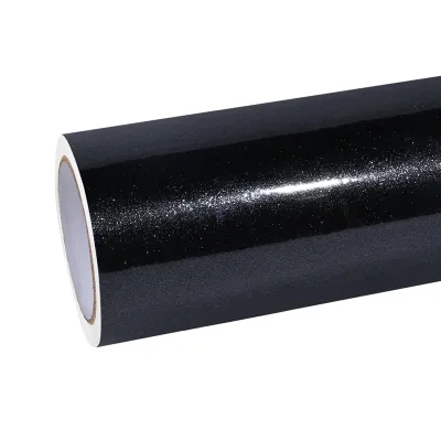 Ravoony Basic Glossy Sparkle Black Car Vinyl Wrap 01