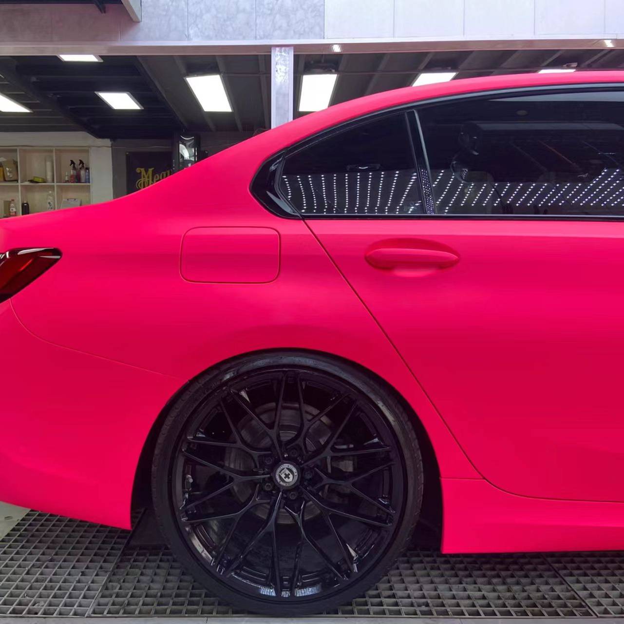 Ravoony Plus Ultimate Flat Fluorescent Pink Car Vinyl Wrap BMW 3 Series Wrap