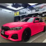 Ravoony Plus Ultimate Flat Fluorescent Pink Car Vinyl Wrap BMW 3 Series Wrap