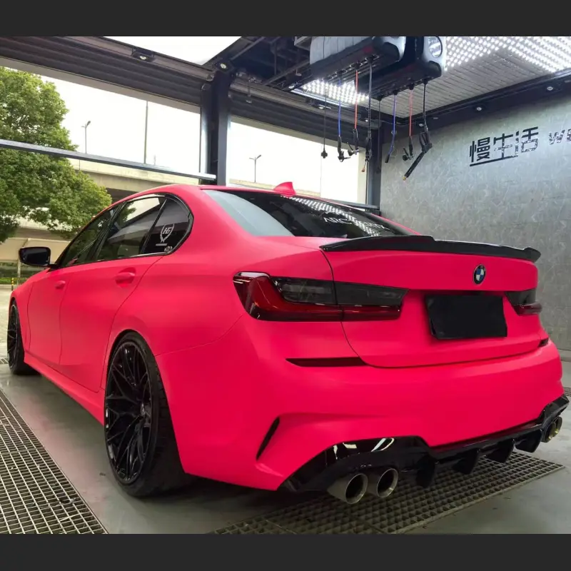 Ravoony Plus Ultimate Flat Fluorescent Pink Car Vinyl Wrap BMW 3 Series Wrap