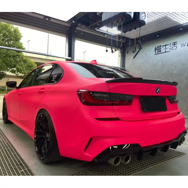 Ultimate Flat Fluorescent Pink Car Vinyl Wrap BMW 3 Series Wrap