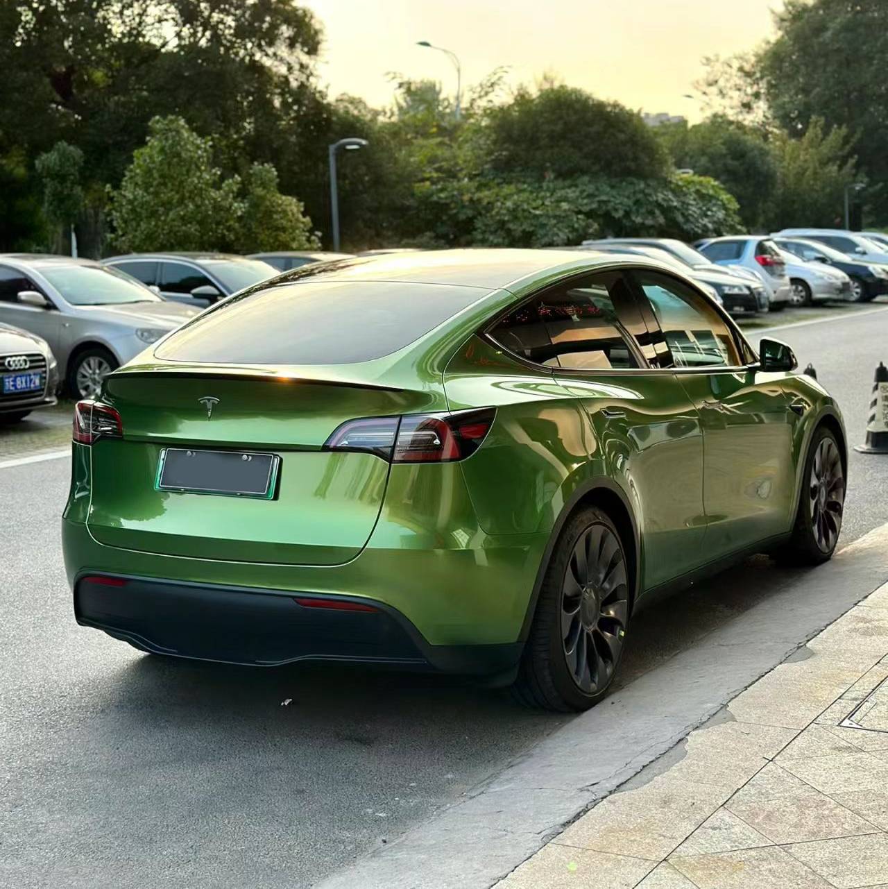 Glossy Metallic Mamba Green Car Vinyl Wrap