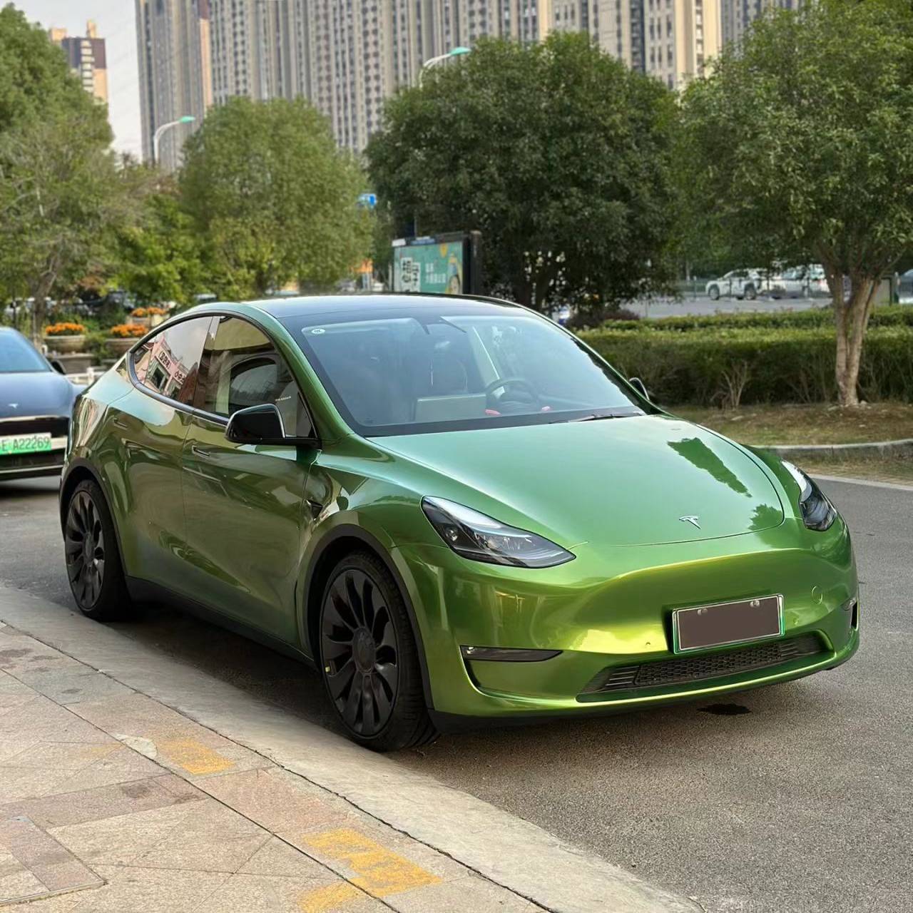 Glossy Metallic Mamba Green Car Vinyl Wrap