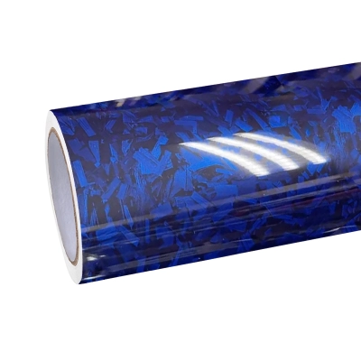 Ravoony Plus PET Glossy Carbon Fiber Forging Blue Vinyl Car Wrap 01