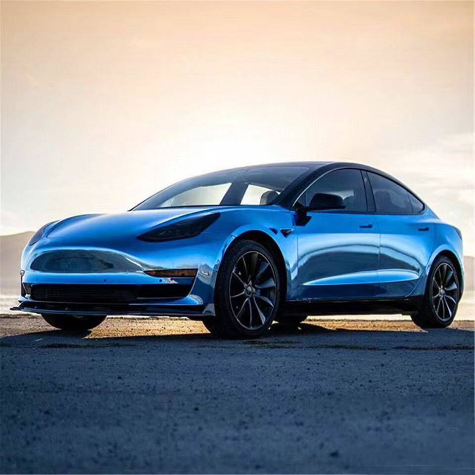 Ravoony Plus Glossy Chrome Light Blue Car Vinyl Wrap