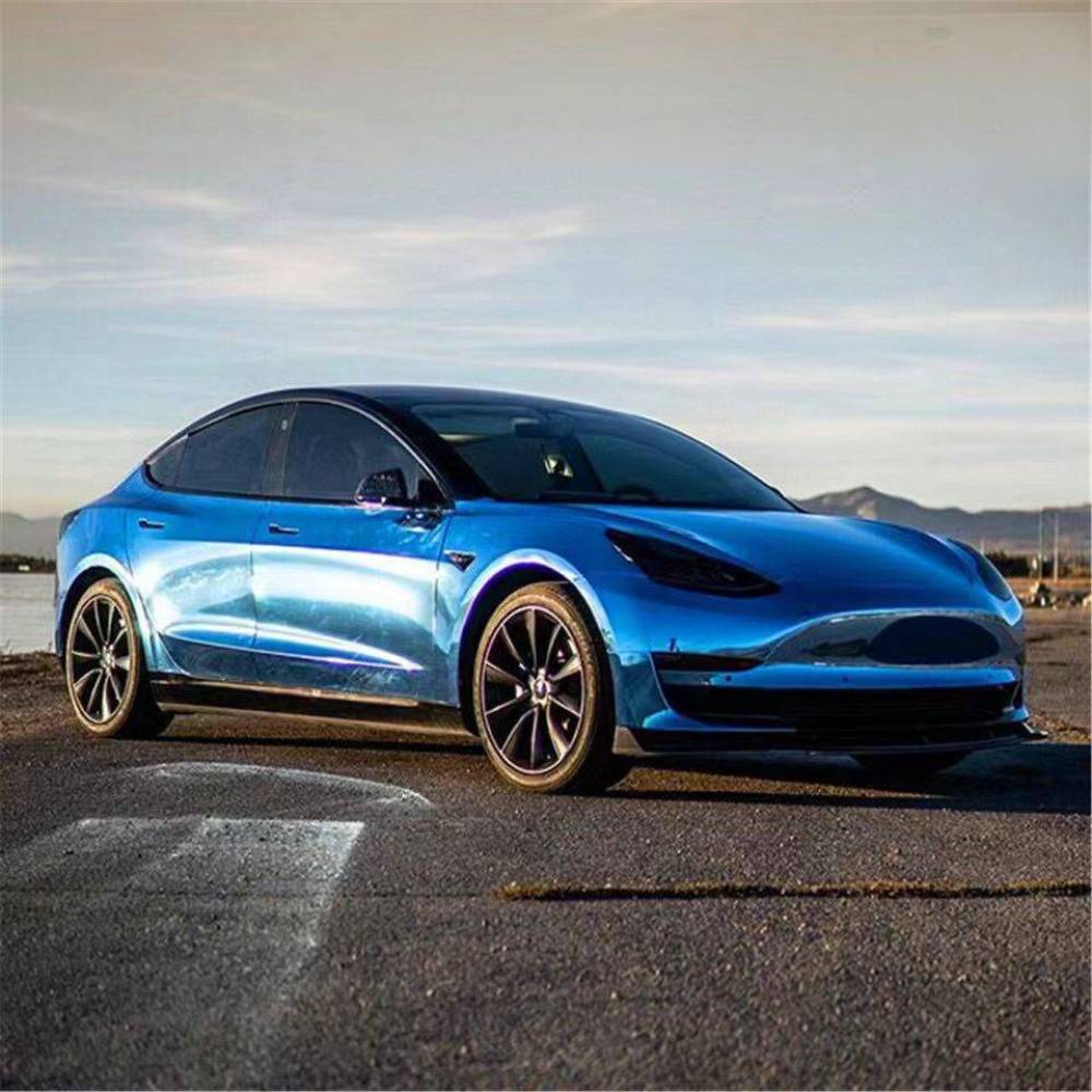 Ravoony Plus Glossy Chrome Light Blue Car Vinyl Wrap