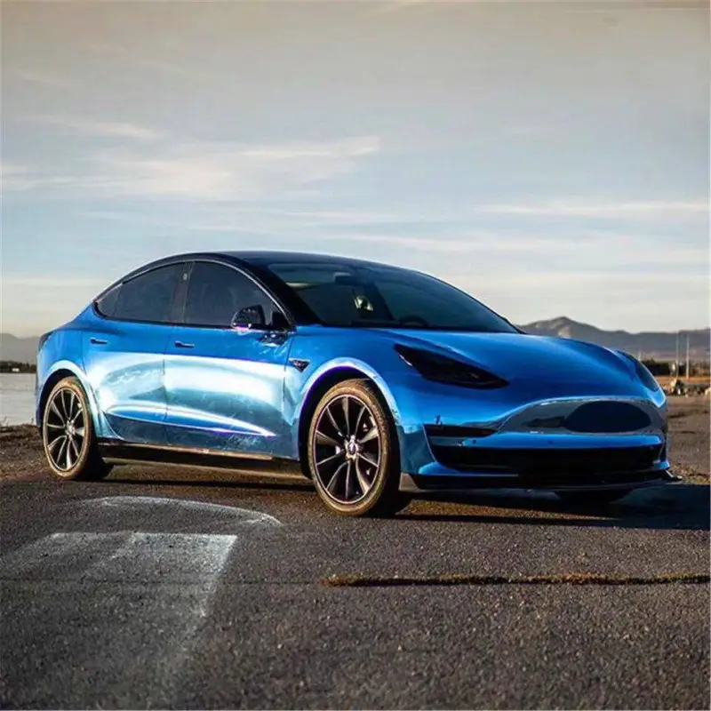 Ravoony Plus Glossy Chrome Light Blue Car Vinyl Wrap