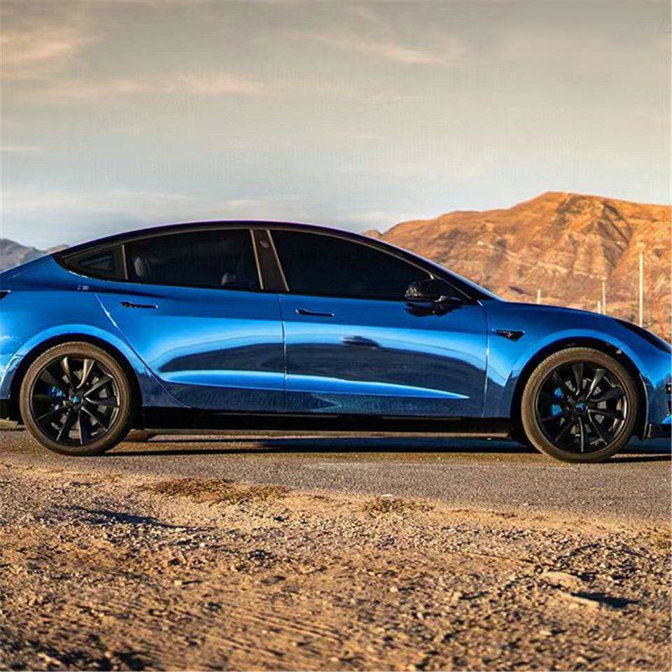 Ravoony Plus Glossy Chrome Light Blue Car Vinyl Wrap