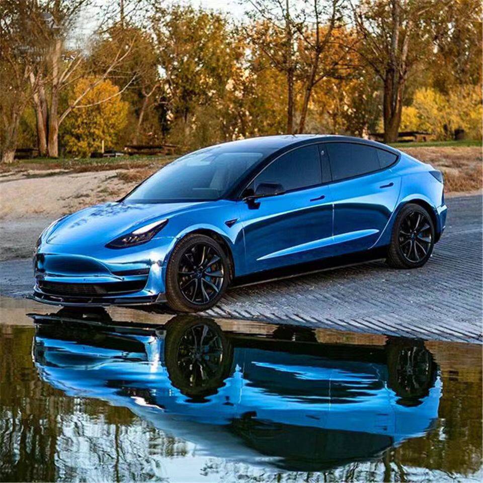 Ravoony Plus Glossy Chrome Light Blue Car Vinyl Wrap