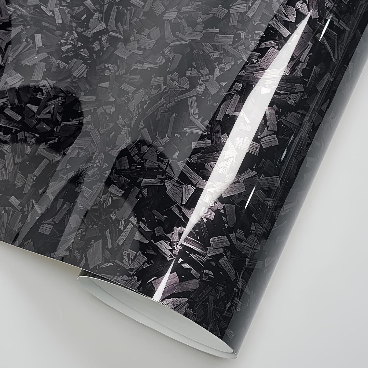 Ravoony Plus PET Gloss Carbon Fiber Forging Black Vinyl Wrap