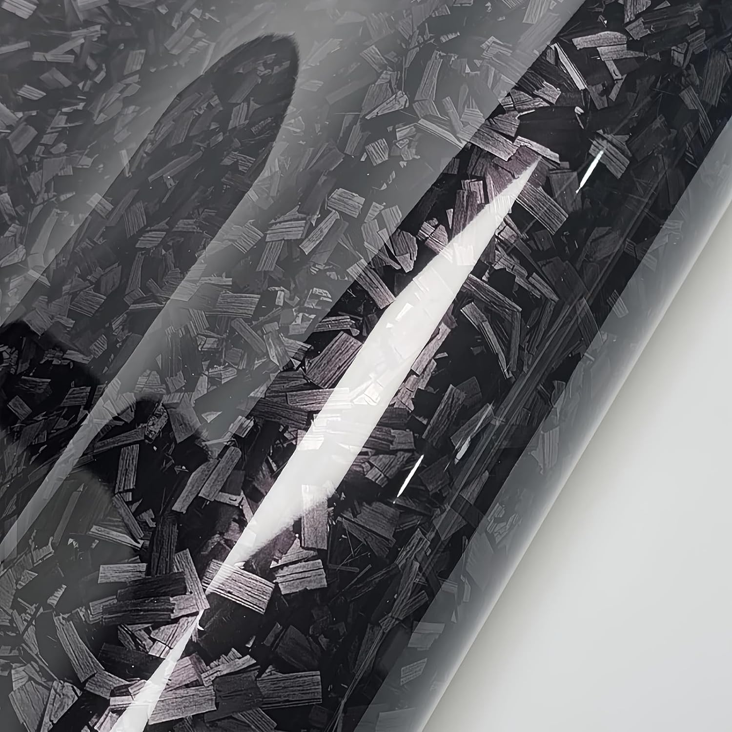 Ravoony Plus PET Gloss Carbon Fiber Forging Black Vinyl Wrap